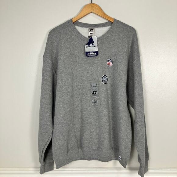VINTAGE Russell Athletic Crewneck Sweatshirt NFL Embroidered Logo Gray Size L - Picture 1 of 7